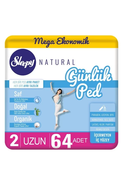 Sleepy Natural Günlük Ped Uzun 64 Adet ürün görseli 1