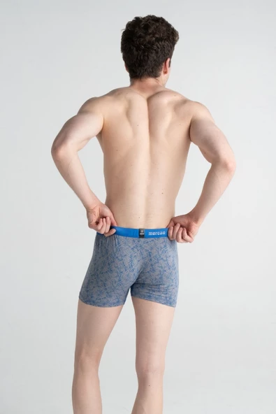 3'lü Mercan Erkek Çok Renkli Pamuklu Likralı Boxer (LACİVERT SEDEF BEYAZ) - 3