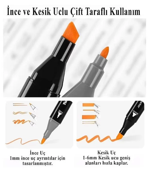 Touch Çift Uçlu Fosforlu Kalem 60 Renk Art Marker - 2