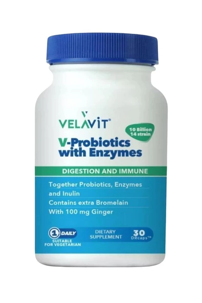 Velavit V-Probiotics with Enzymes 30 Kapsül - 3