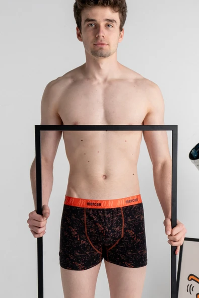 Mercan Erkek Çok Renkli 3'lü Likralı Pamuklu Boxer (ANTRASİT BEYAZ PICASSO) - 2