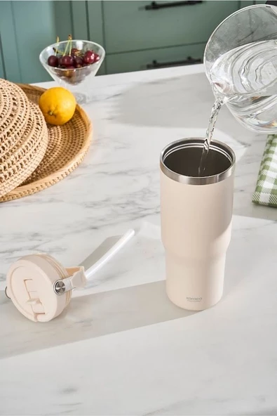 Star Ice Çelik Sızdırmaz Termos 860 ml Bej - 3