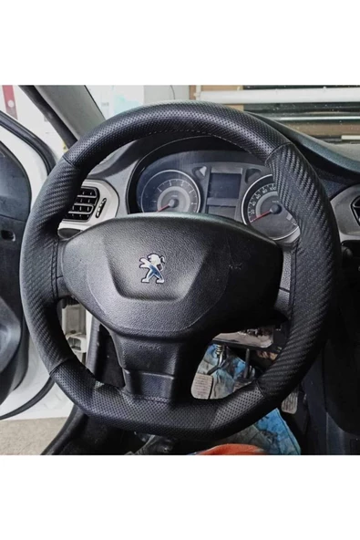 DİKİŞLİ DERİ DİREKSİYON KILIFI KARBON/NOKTALI DERİ PEUGEOT 301 İÇİN/ ürün görseli