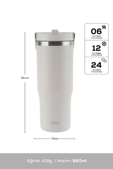 Star Ice Çelik Sızdırmaz Termos 860 ml Bej - 2