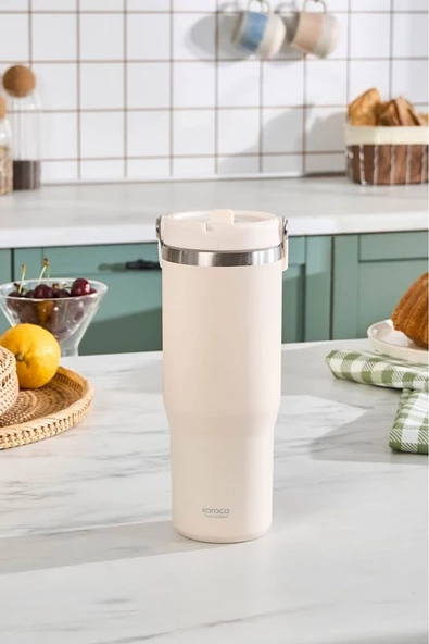 Star Ice Çelik Sızdırmaz Termos 860 ml Bej