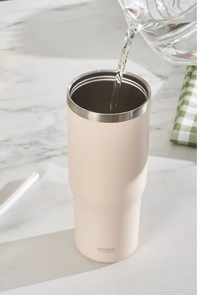 Star Ice Çelik Sızdırmaz Termos 860 ml Bej - 6