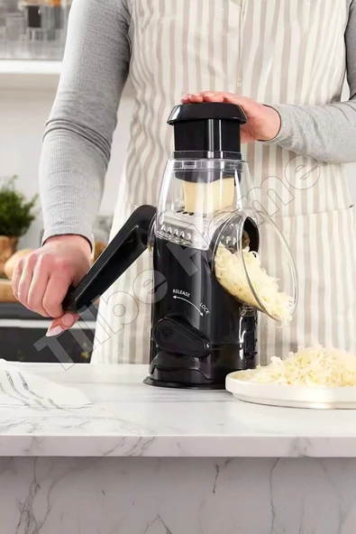 Tilbe Home Vegetable Grinder Pro Öğütücü Dilimleyici Kollu Rende 3 Çelik Bıçaklı Sebze Doğrayıcı Mutfak RobotuVegetable - 6