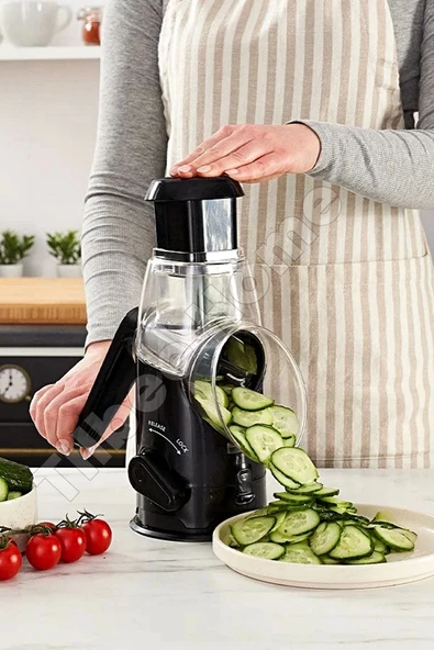 Tilbe Home Vegetable Grinder Pro Öğütücü Dilimleyici Kollu Rende 3 Çelik Bıçaklı Sebze Doğrayıcı Mutfak RobotuVegetable - 5