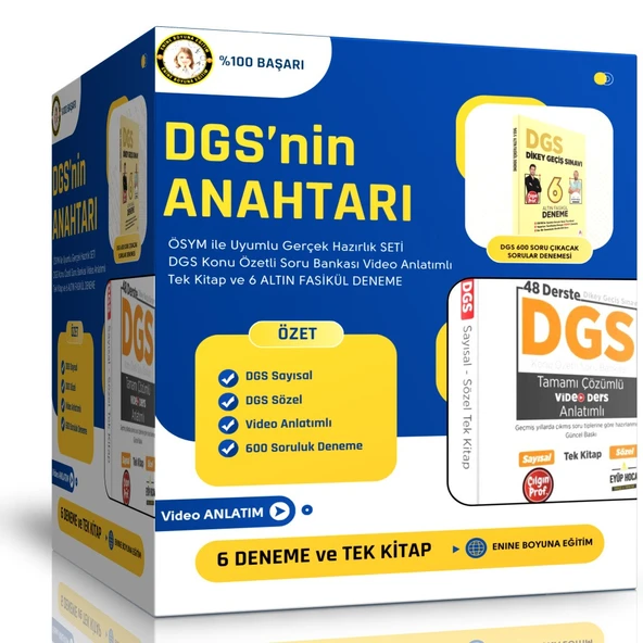 2025 DGS ANAHTARI Hazırlık Seti (TEK Kitap ve Denemeler)