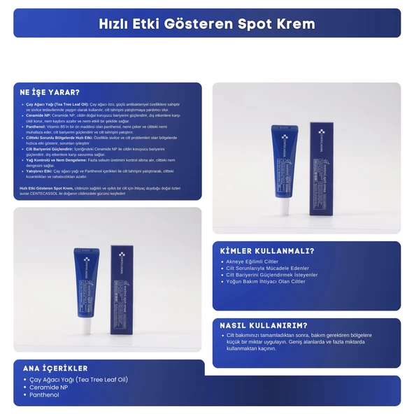 CENTECASSOL Çay Ağacı Yaprağı Özü İçeren Bariyer Güçlendirici, Nemlendirici, Günlük Bakım Kremi - A-Control Spot Krem - 4