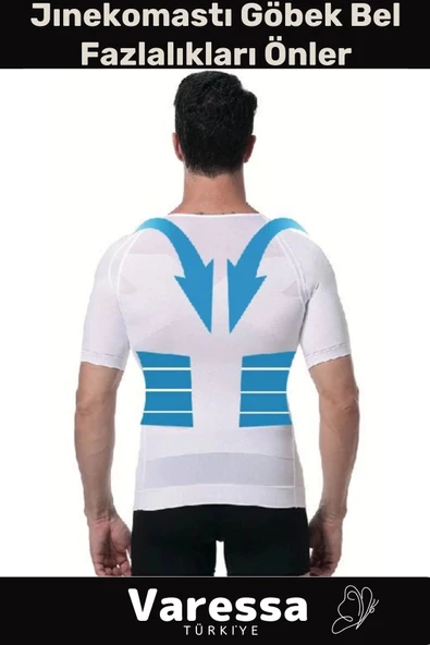 Premium Bel Göğüs Dik Duruş Toparlayıcı Erkek Extra Göbek Sıkılaştırıcı Kısa Kol Korse Atlet - 2
