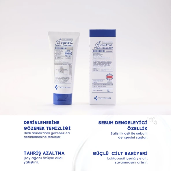 CENTECASSOL Çay Ağacı Yaprağı Özü İçeren Akne ve Gözenek Karşıtı, Sebum Dengeleyici Vegan Temizleme Köpüğü - 3