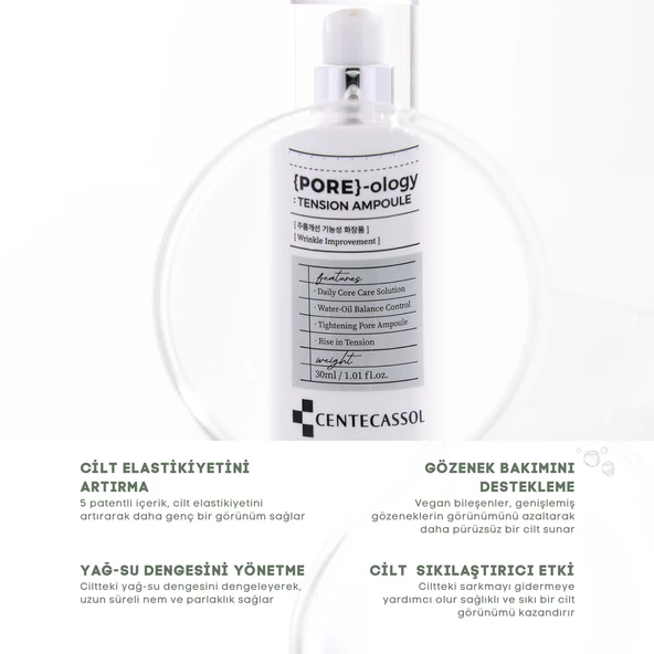CENTECASSOL Gözenek Sıkılaştırıcı ve Yağ Dengesi Sağlayan Yüz Serumu: Pore-ology Tension Ampoule - 3