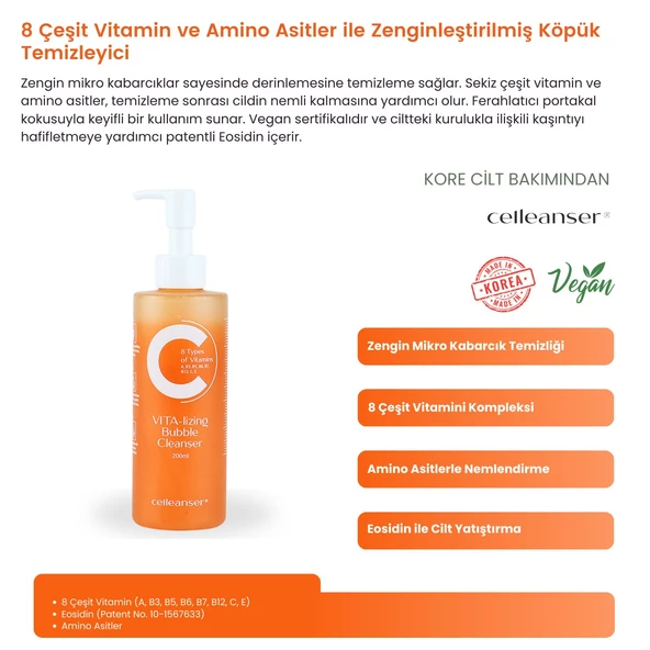 CELLEANSER 8 Çeşit Vitamin (A, B3, B5, B6, B7, B12, C, E) ve Amino asit İçeren Köpük Temizleyici - 2