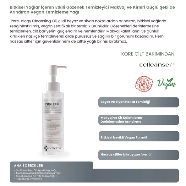 CENTECASSOL Gözenek Sıkılaştırıcı, Yaşlanma Karşıtı, Nemlendirici, Hafif Yapılı Pore-ology Vegan Temizleme Yağı - 2