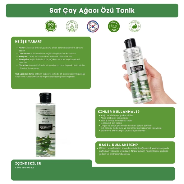 CELLEANSER Çay Ağacı Içeren Sivilce Ve Akne Karşıtı, Yatıştırıcı, Temizleyici Yüz Tonik - 3