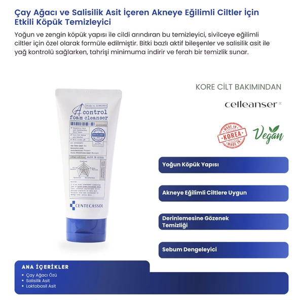CENTECASSOL Çay Ağacı Yaprağı Özü İçeren Akne ve Gözenek Karşıtı, Sebum Dengeleyici Vegan Temizleme Köpüğü - 2