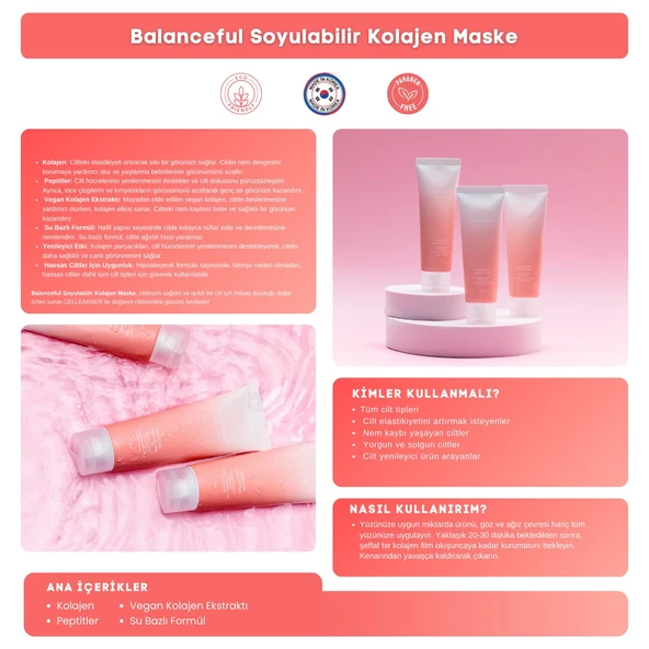 CELLEANSER Balenceful Kolajen ve Peptit İçeren Soyulabilir Yüz Maskesi - 4