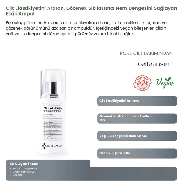 CENTECASSOL Gözenek Sıkılaştırıcı ve Yağ Dengesi Sağlayan Yüz Serumu: Pore-ology Tension Ampoule - 2