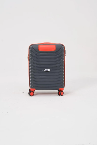 Keo-Plus Gri-Turuncu Kabin Boy Silikon Kırılmaz PP Valiz - Resim 5