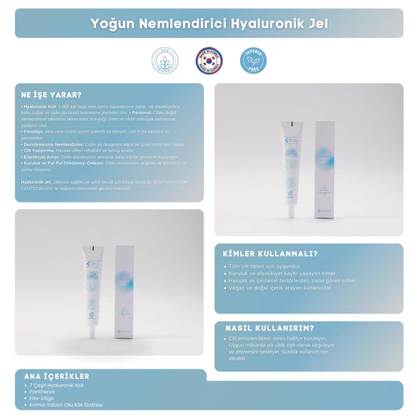CENTECASSOL 7 Çeşit Hyaluronik Asit İçeren Nemlendirici, Onarıcı ve Yatıştırıcı Hyaluronic Jel - 4