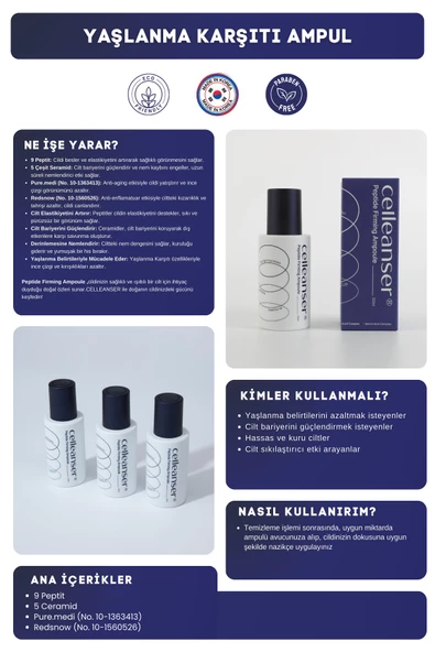 CELLEANSER 9 Çeşit Peptit ve 5 Çeşit Seramid İçeren, Kırışıklık ve Yaşlanma Karşıtı Serum - 4