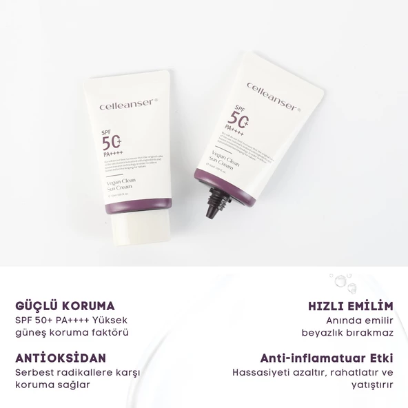 CELLEANSER Vegan Güneş Kremi - 100.000 Ppm Kombucha Içeren Nemlendirici Ve Antioksidan Güneş Kremi - 2