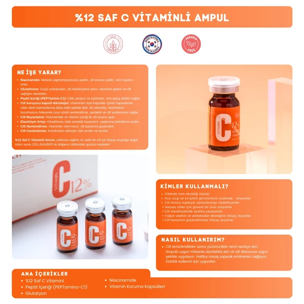 CELLEANSER %12 Saf C Vitaminli Leke Karşıtı Ve Aydınlatıcı Peptitli Serum - 4