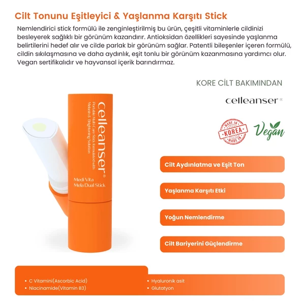 CELLEANSER C Vitaminli Yaşlanma Karşıtı, Aydınlatıcı, Cilt Tonu Eşitleyici Yüz Stick - 2