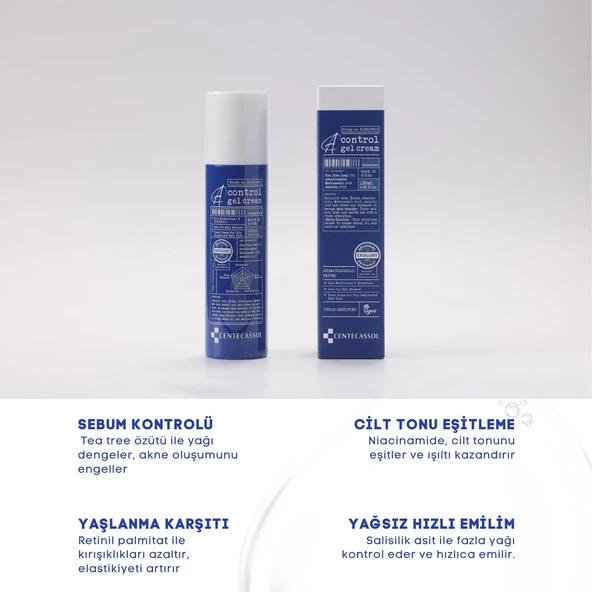 CENTECASSOL Çay Ağacı Özlü Yaşlanma ve Akne Karşıtı, Nemlendirici, Sebum Dengeleyici Vegan Jel Krem - 3