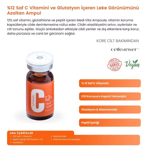 CELLEANSER %12 Saf C Vitaminli Leke Karşıtı Ve Aydınlatıcı Peptitli Serum - 2