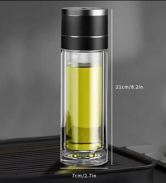 Çift Katlı Cam Bitki Çayı Ihlamur Demliği Filtre Kahve Demliği French Press - 1