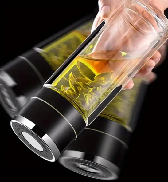 Çift Katlı Cam Bitki Çayı Ihlamur Demliği Filtre Kahve Demliği French Press - 2