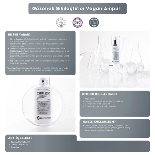 CENTECASSOL Gözenek Sıkılaştırıcı ve Yağ Dengesi Sağlayan Yüz Serumu: Pore-ology Tension Ampoule - 4