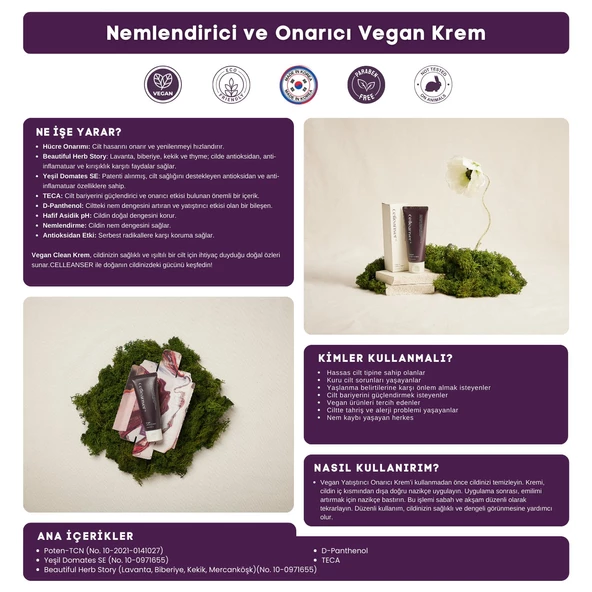 CELLEANSER Centella Içeren Nemlendirici ve Onarıcı Günlük Vegan Bakım Kremi - 3