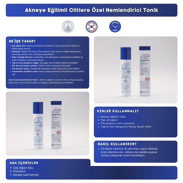 CENTECASSOL Sivilce ve Akne Karşıtı, Bariyer Onarıcı, Sebum Dengeleyici, Yatıştırıcı Çay Ağacı Özlü Vegan Tonik - 4