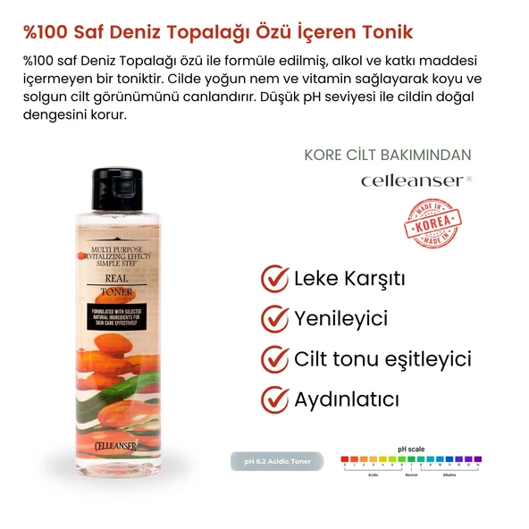 CELLEANSER Saf Deniz Topalağı Içeren Leke Karşıtı, Aydınlatıcı, Yenileyici, Nemlendirici Yüz Tonik