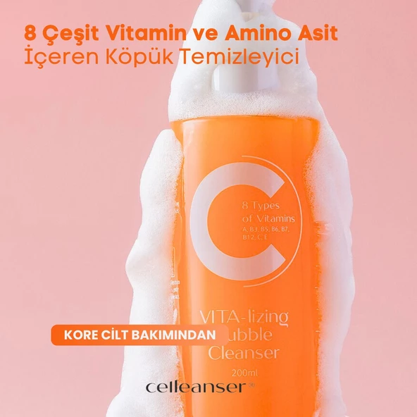 CELLEANSER 8 Çeşit Vitamin (A, B3, B5, B6, B7, B12, C, E) ve Amino asit İçeren Köpük Temizleyici - 5