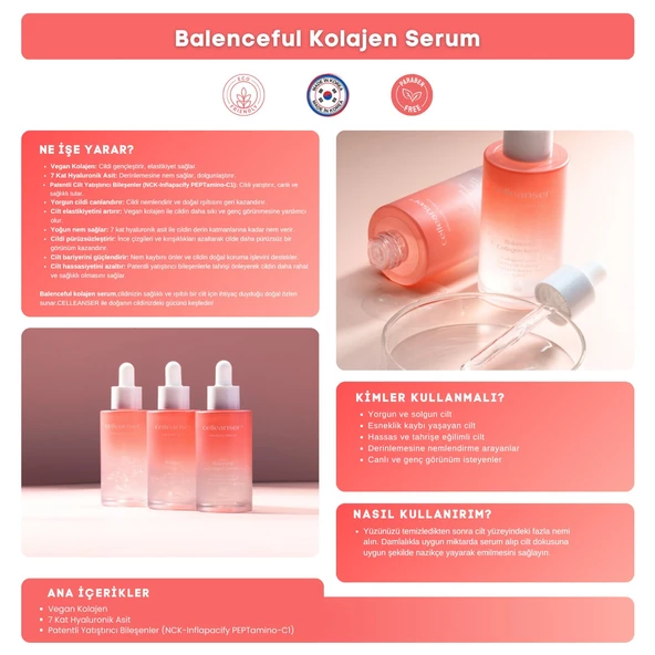 CELLEANSER Yoğun Nemlendirici, Kırışıklık Karşıtı, Balanceful Kolajen Bakım Serumu - 4