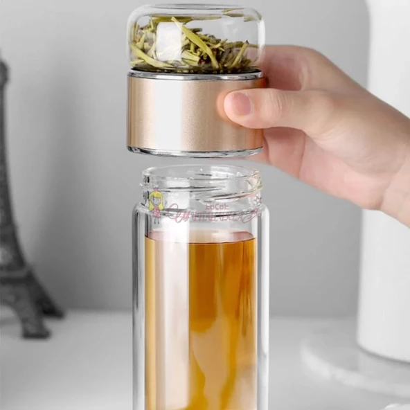 Çift Katlı Cam Bitki Çayı Ihlamur Demliği Filtre Kahve Demliği French Press - 3