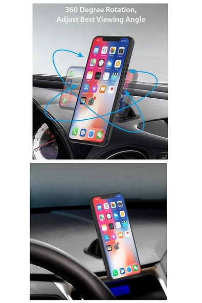 Torpidoya Yapışan 3m Yapışkanlı Oto Manyetik Mıknatıslı Araç Içi Telefon Tutucu X 2 Metal Plakalı - 2