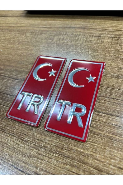 TÜM ARAÇLAR İÇİN PLAKA KIRMIZI TR YAZISI 2Lİ - 3