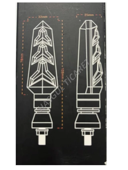Hsgl Motorsiklet Led Sarı Sinyal Y Model Kayar aks 08 08 su gecirmez - 2