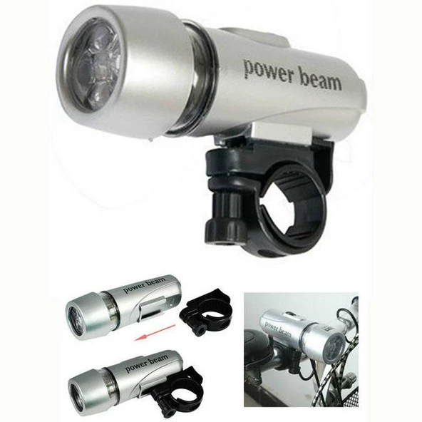 Led Bisiklet Lambası Feneri Ön Far Işık Aydınlatma ( Pil Dahil) Gri Renk - 5