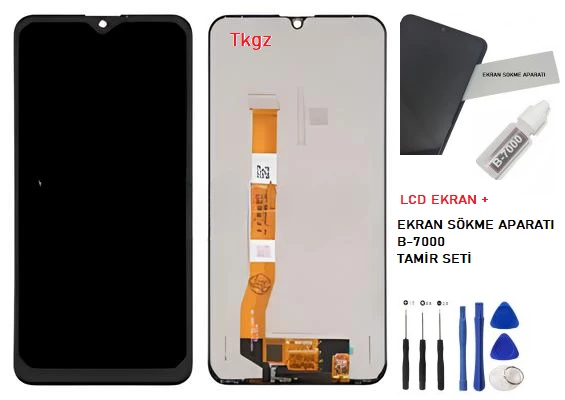 Tkgz - Oppo Realme C3 Lcd Ekran Dokunmatik -A- Kalite + B-7000 + TAMİR SETİ