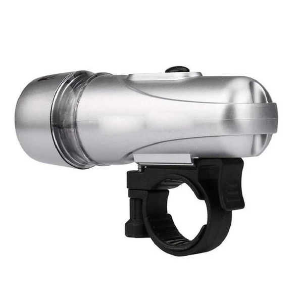 Led Bisiklet Lambası Feneri Ön Far Işık Aydınlatma ( Pil Dahil) Gri Renk - 4