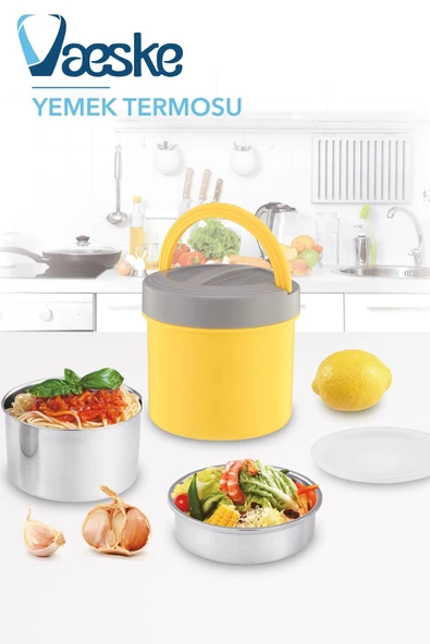 Vaeske Paslanmaz Çelik Sarı 1.2 lt Yemek Termosu