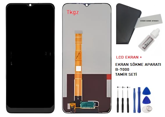Tkgz - Oppo Realme C25Y Lcd Ekran Dokunmatik -A- Kalite + B-7000 + TAMİR SETİ