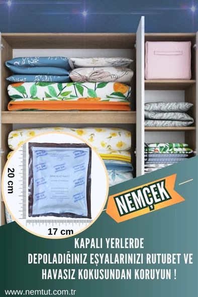 Yemek Dolabı Nemçek Nem Emici Çekici Rutubet Alici Küf Önleyici Kötü Koku Giderici 2000 gr 10 Paket - Resim 4