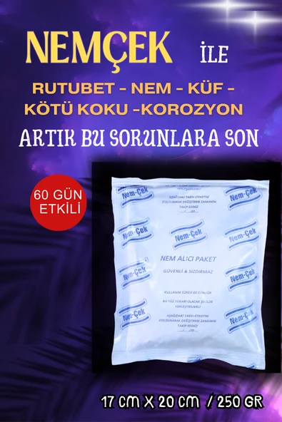 Ev Nemçek, Nem Alıcı Tutucu Rutubet Giderici Önleyici Korozyon Önleyici Koku Giderici 200 gr 1 Paket